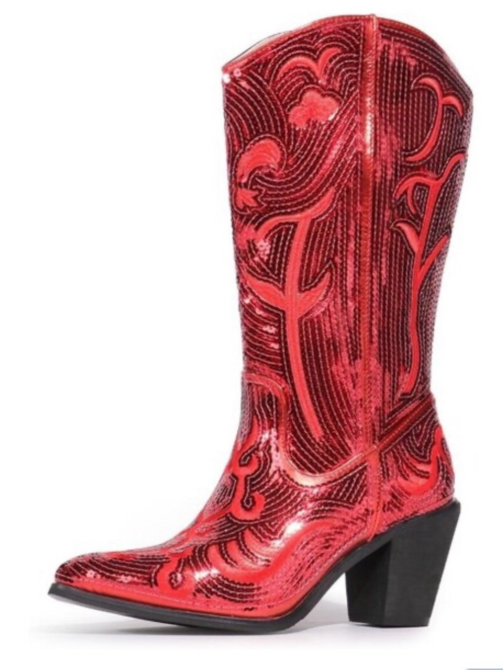 Hawkwell Red Embroidered Western Heel Boots